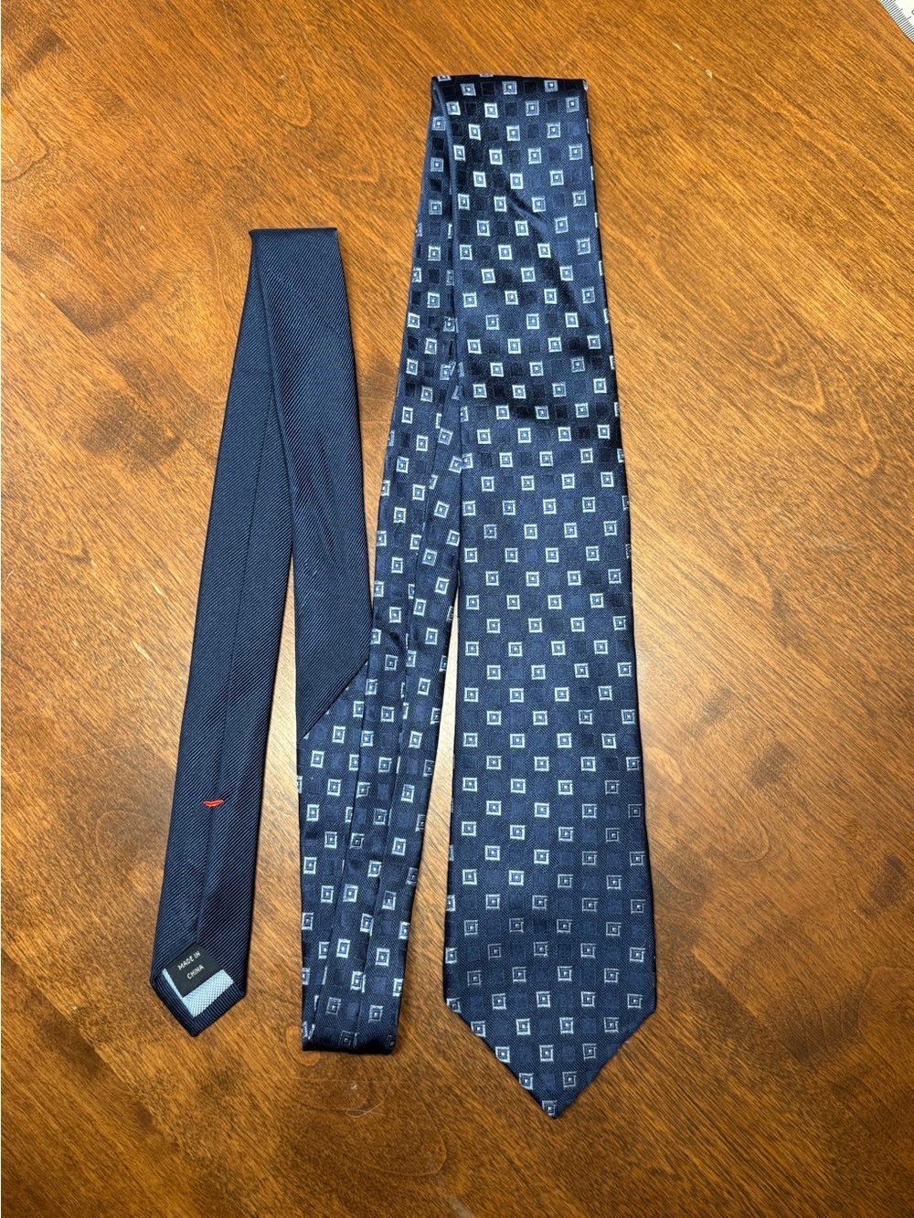 Men's Navy Patterned Silk Tie - Classic Navy